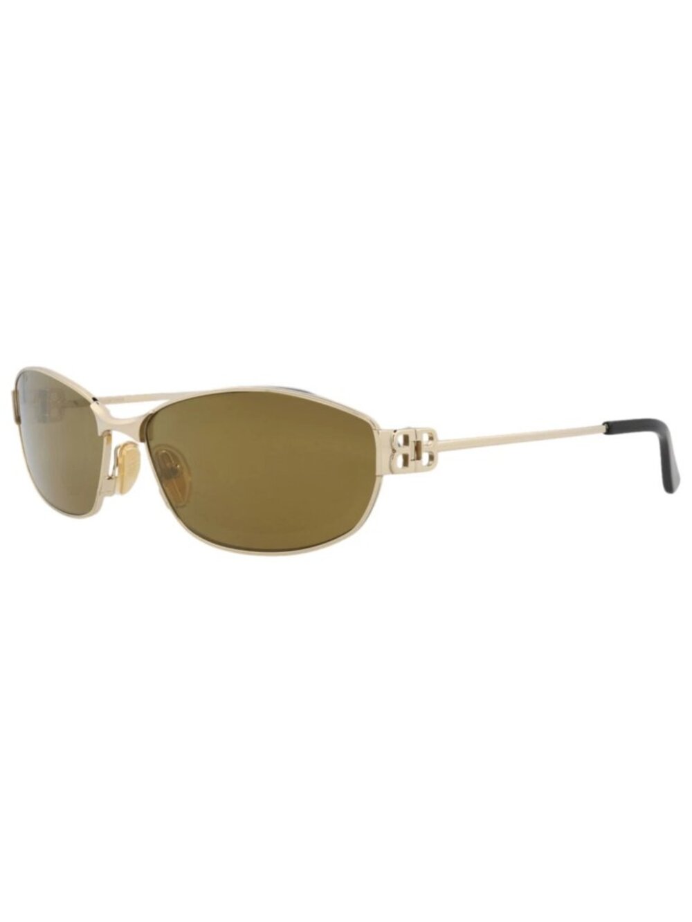 New Balenciaga Women's Sunglasses Square Rectangle Metal Frame Unisex Gold Gold